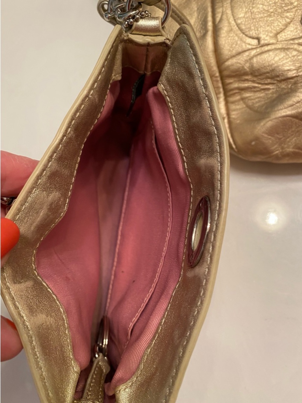 Coach Metallic Gold Leather Signature Tote with Matching Wristlet - Picture 10 of 11